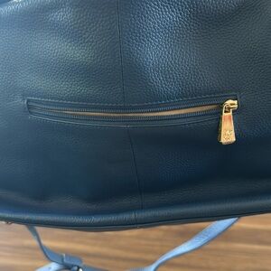 ORA DELPHINE Adele Leather Satchel bag purse Navy Blue